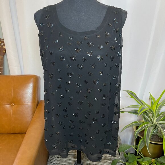 Express Black Tank with Hearts - Picture 1 of 2